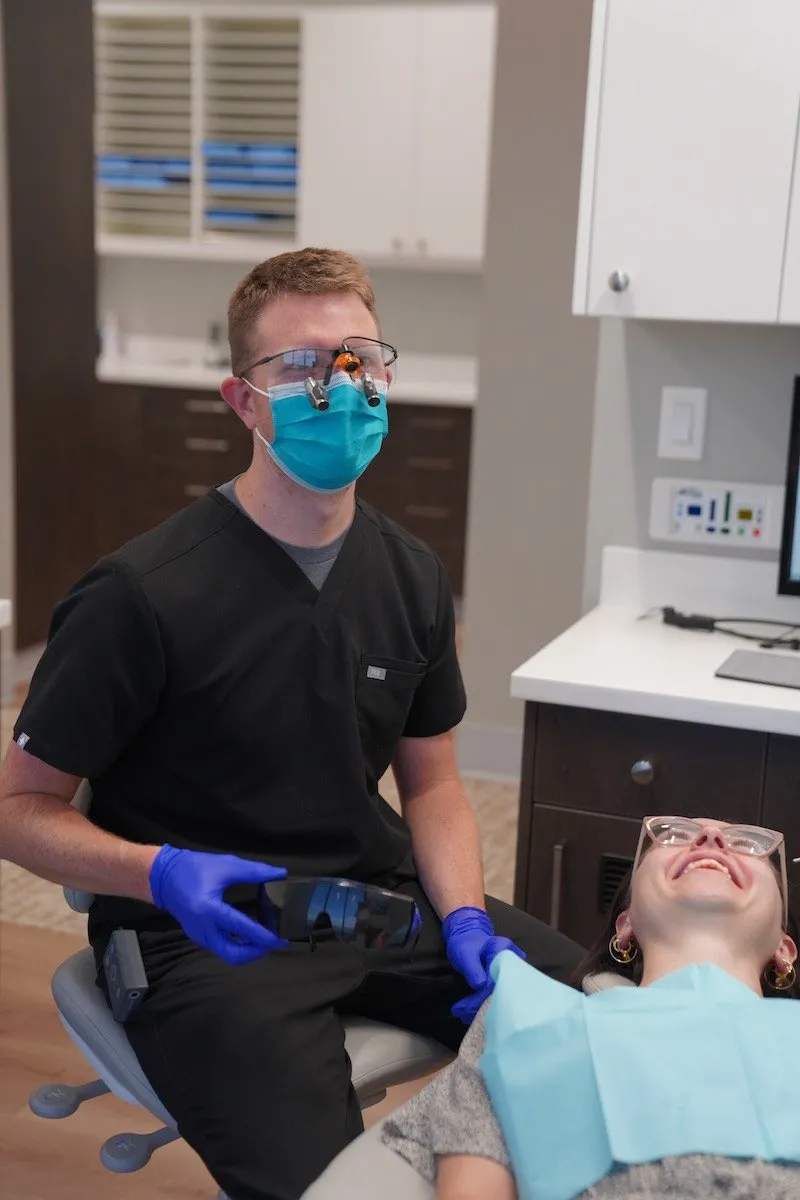 Dr. Tyson Bishop with a patient at MVP Dental
