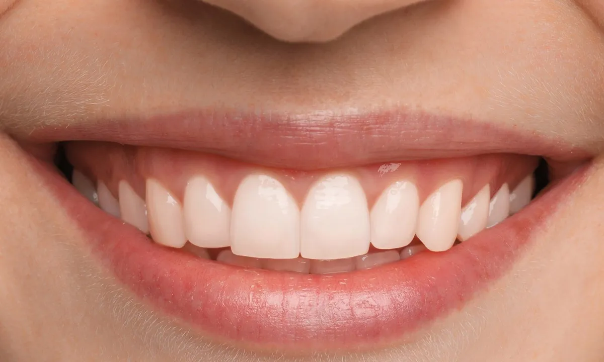 After: The same smile with visibly whiter teeth after whitening